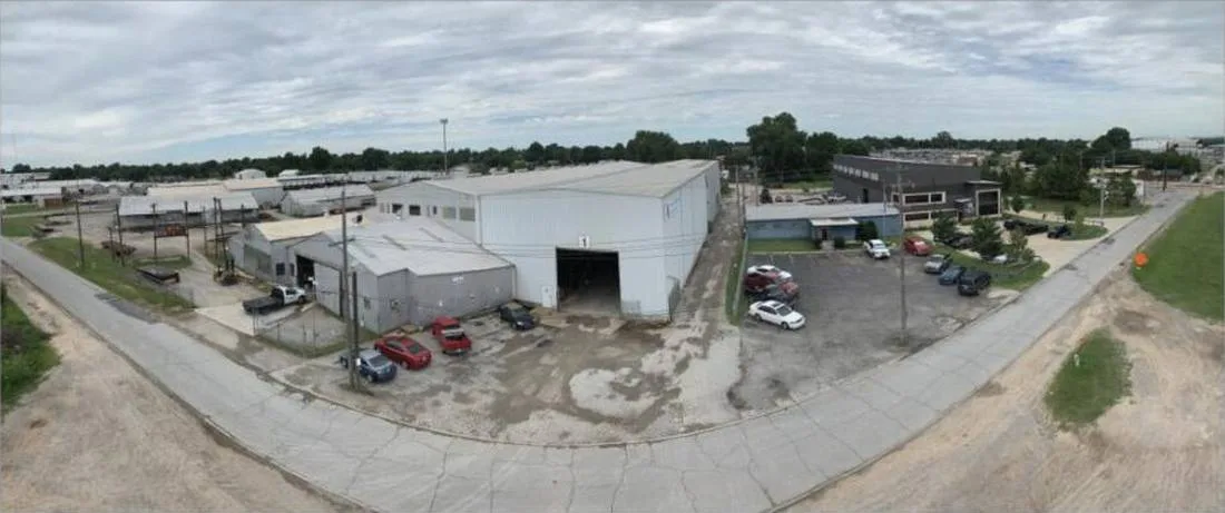 Aerial view of the American Pipe Bending facility on Dawson Road in north Tulsa