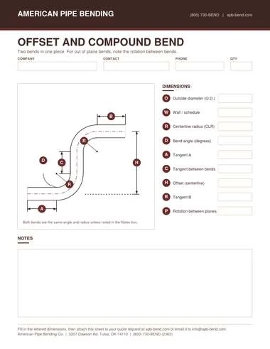 Template for specifying an offset or compound bend