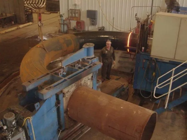 A heat induction bend produced at American Pipe Bending in Tulsa