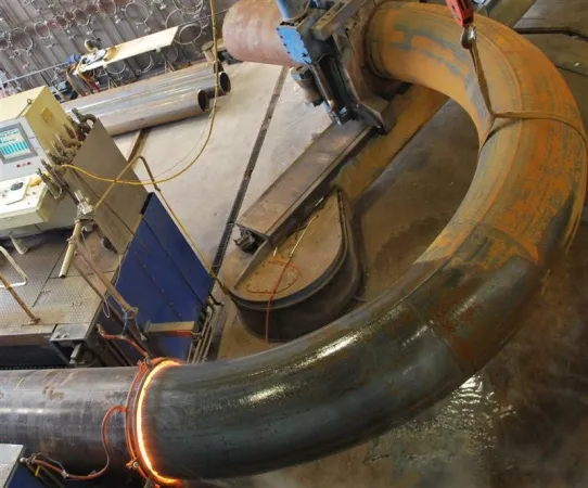 A heat induction bend produced at American Pipe Bending in Tulsa